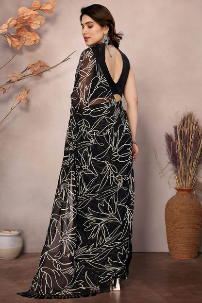 Black Colour Georgette Ready To Wear Saree VSSD1180207