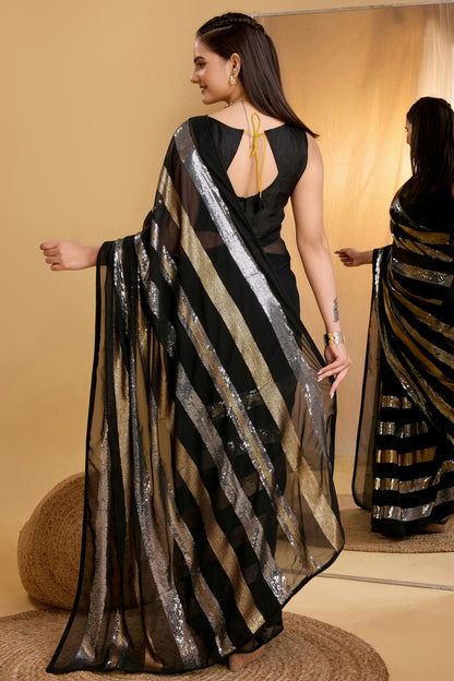 Black Colour Georgette Saree