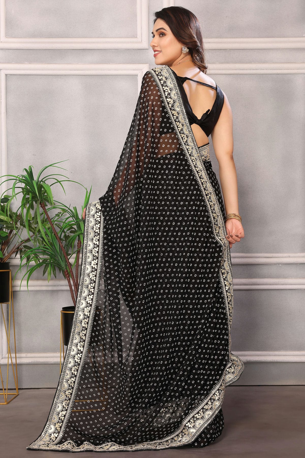 Black Colour Georgette Saree