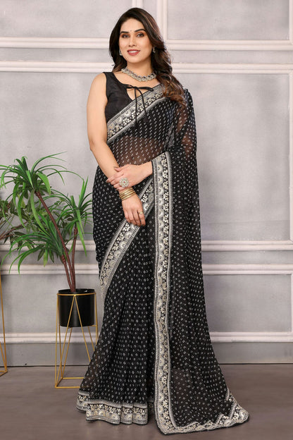 Black Colour Georgette Saree