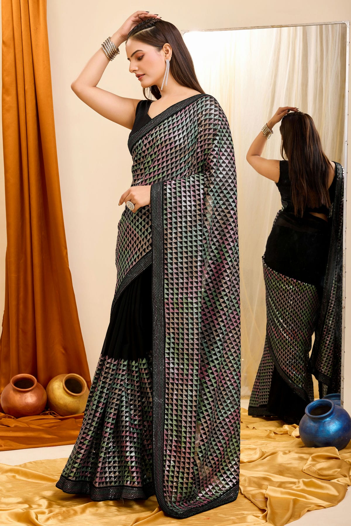 Black Colour Georgette Saree