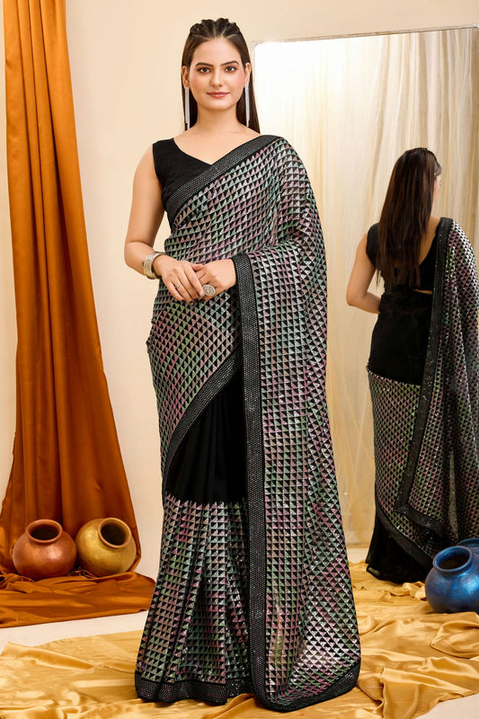 Black Colour Georgette Saree