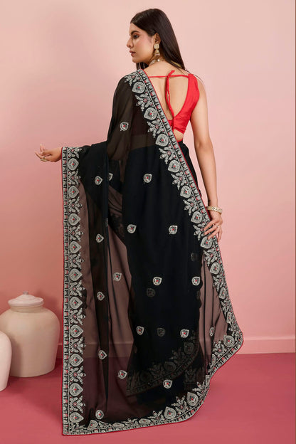 Black Colour Georgette Saree