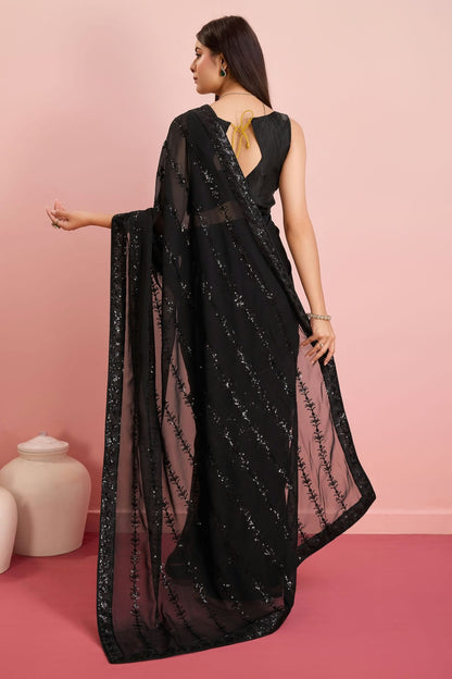 Black Colour Georgette Saree