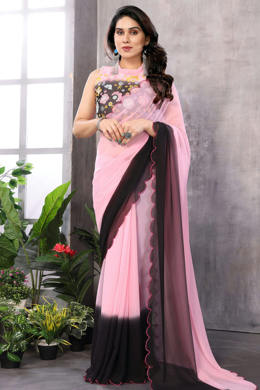 Black Colour Georgette Saree