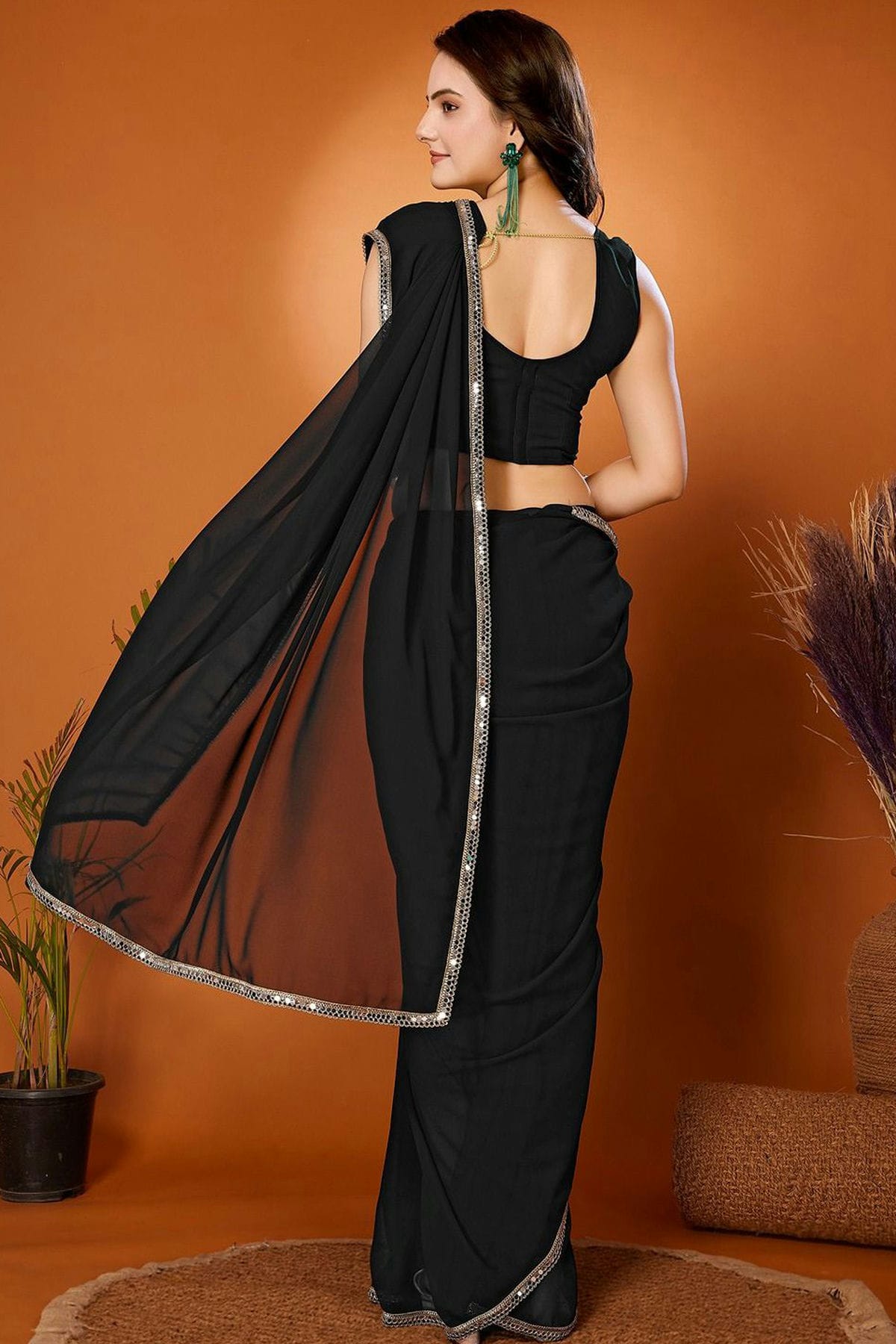 Black Colour Georgette Saree