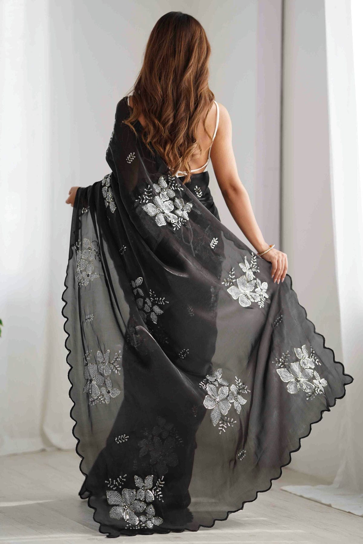 Black Colour Jimmy choo Designer Saree