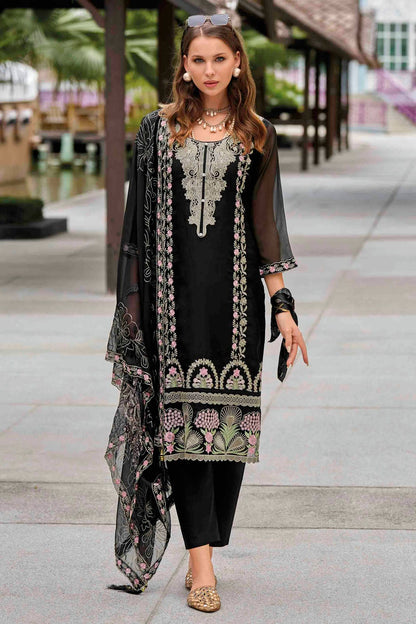 Black Colour Organza Stitched Pakistani Suit VSSS1140760