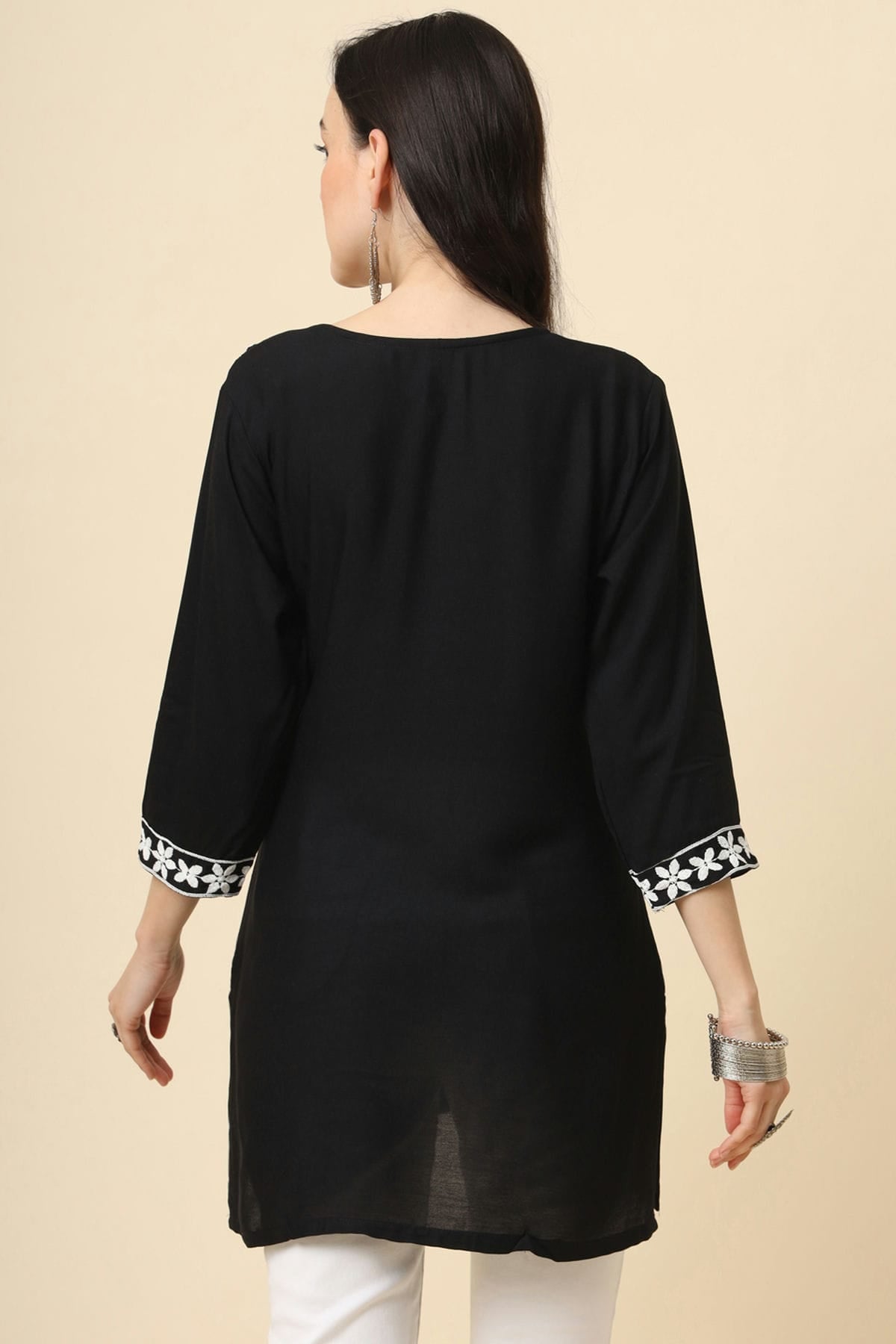 Black Colour Rayon Readymade Top