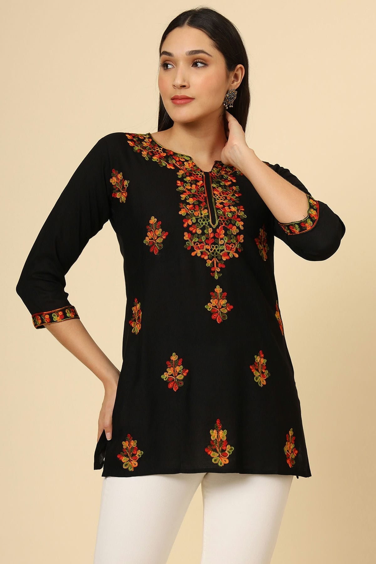 Black Colour Rayon Readymade Top