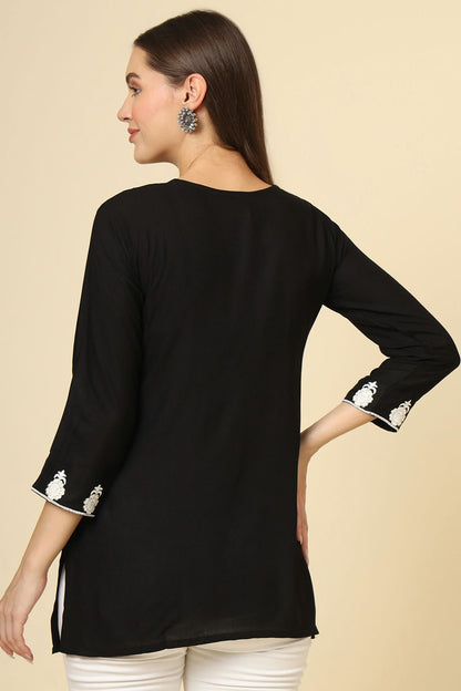 Black Colour Rayon Readymade Top