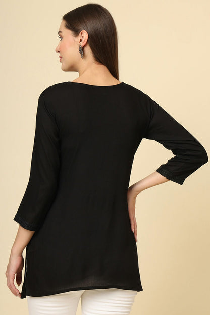 Black Colour Rayon Readymade Top