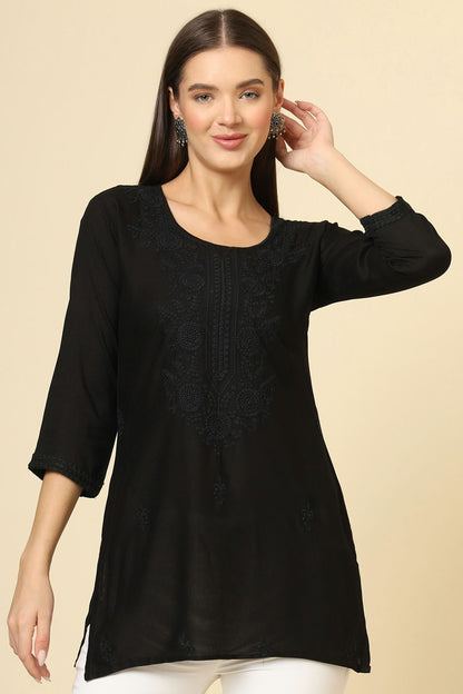 Black Colour Rayon Readymade Top