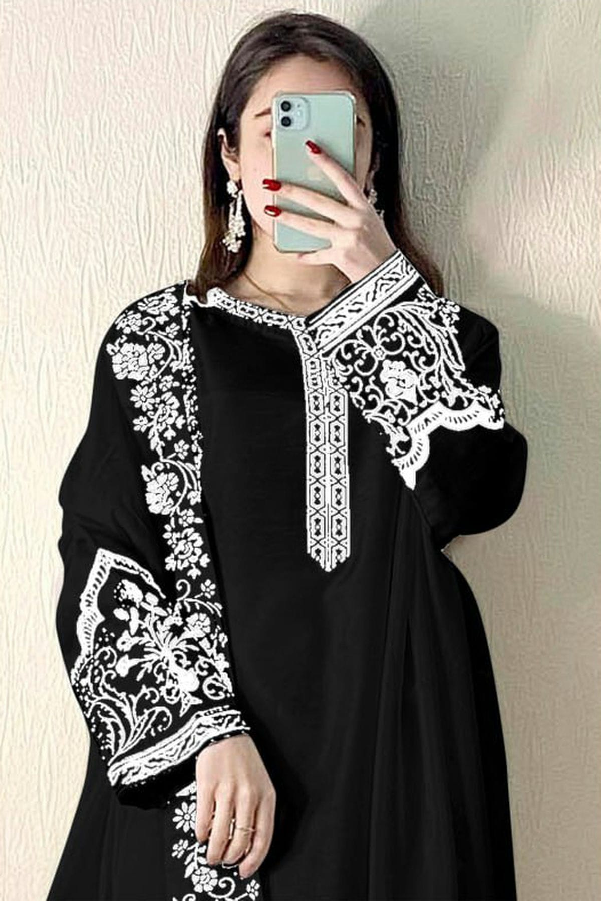 Black Colour Semi Stitched Faux Georgette Pakistani Suit