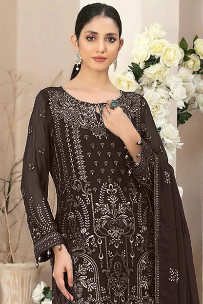 Black Colour Semi Stitched Faux Georgette Pakistani Suit VSSM1140692