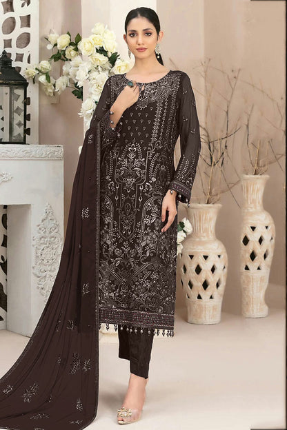 Black Colour Semi Stitched Faux Georgette Pakistani Suit VSSM1140692