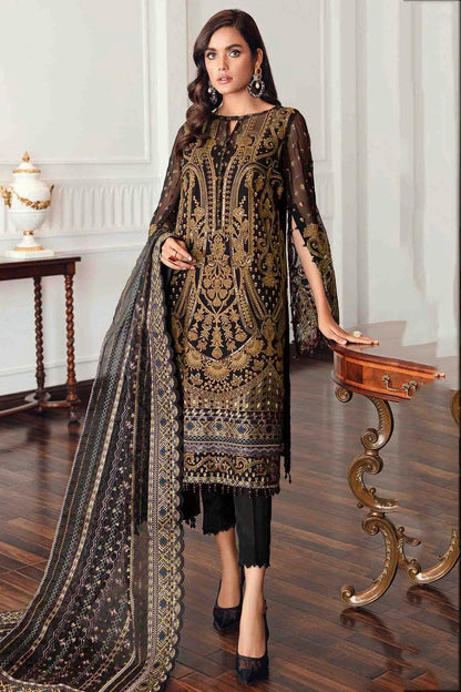 Black Colour Semi Stitched Faux Georgette Pakistani Suit VSSM1140705