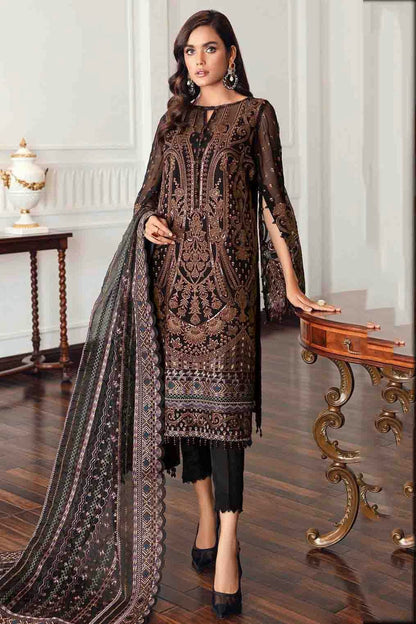 Black Colour Semi Stitched Faux Georgette Pakistani Suit VSSM1140706