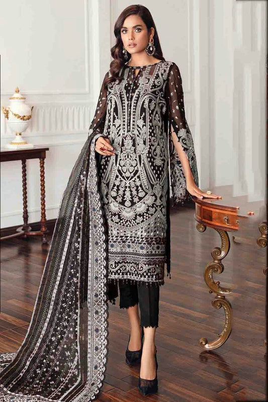 Black Colour Semi Stitched Faux Georgette Pakistani Suit VSSM1140707