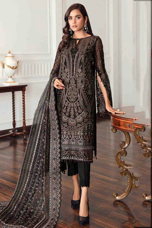 Black Colour Semi Stitched Faux Georgette Pakistani Suit VSSM1140708