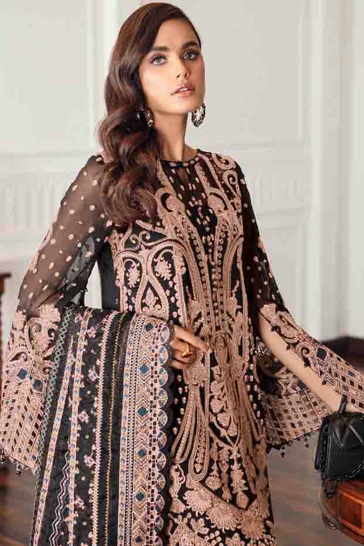 Black Colour Semi Stitched Faux Georgette Pakistani Suit VSSM1140709