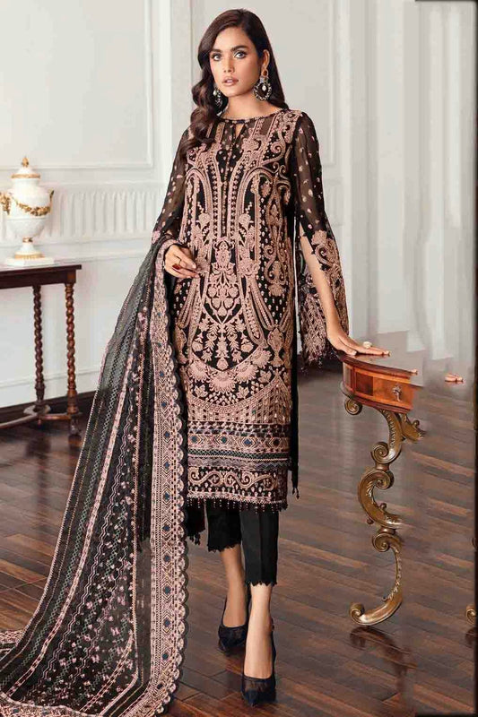 Black Colour Semi Stitched Faux Georgette Pakistani Suit VSSM1140709