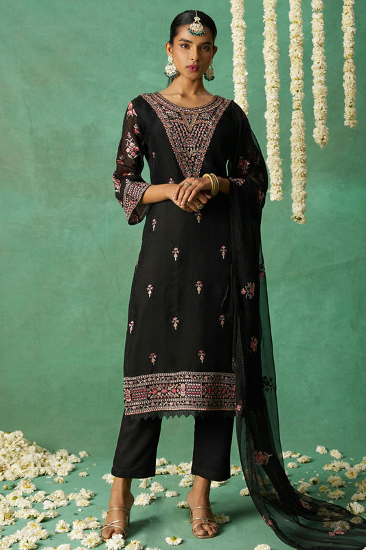 Black-Colour-Semi-Stitched-Organza-Pant-Style-Suit-VSSM1112789