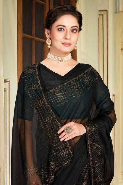 Black Colour Silk Designer Saree