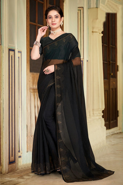 Black Colour Silk Designer Saree