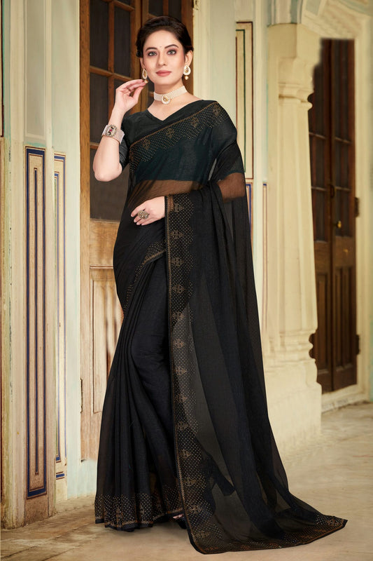 Black Colour Silk Designer Saree