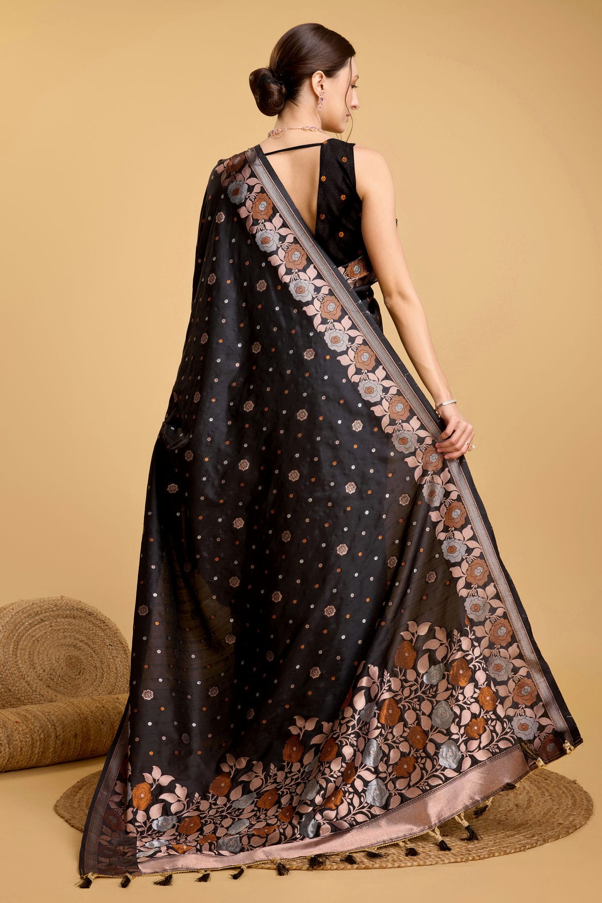 Black Colour Silk Saree