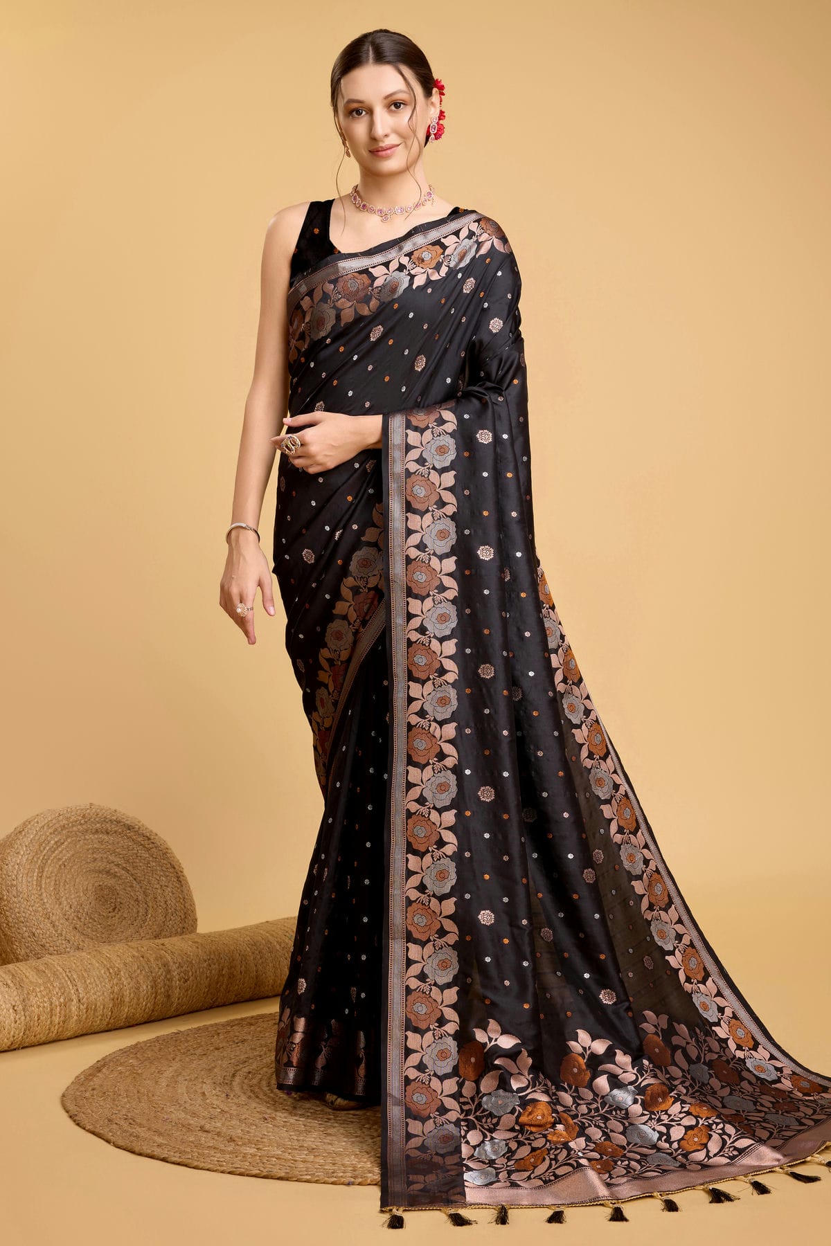 Black Colour Silk Saree