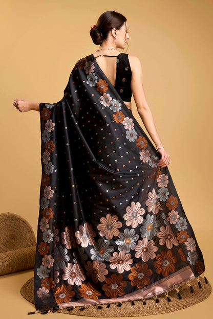 Black Colour Silk Saree