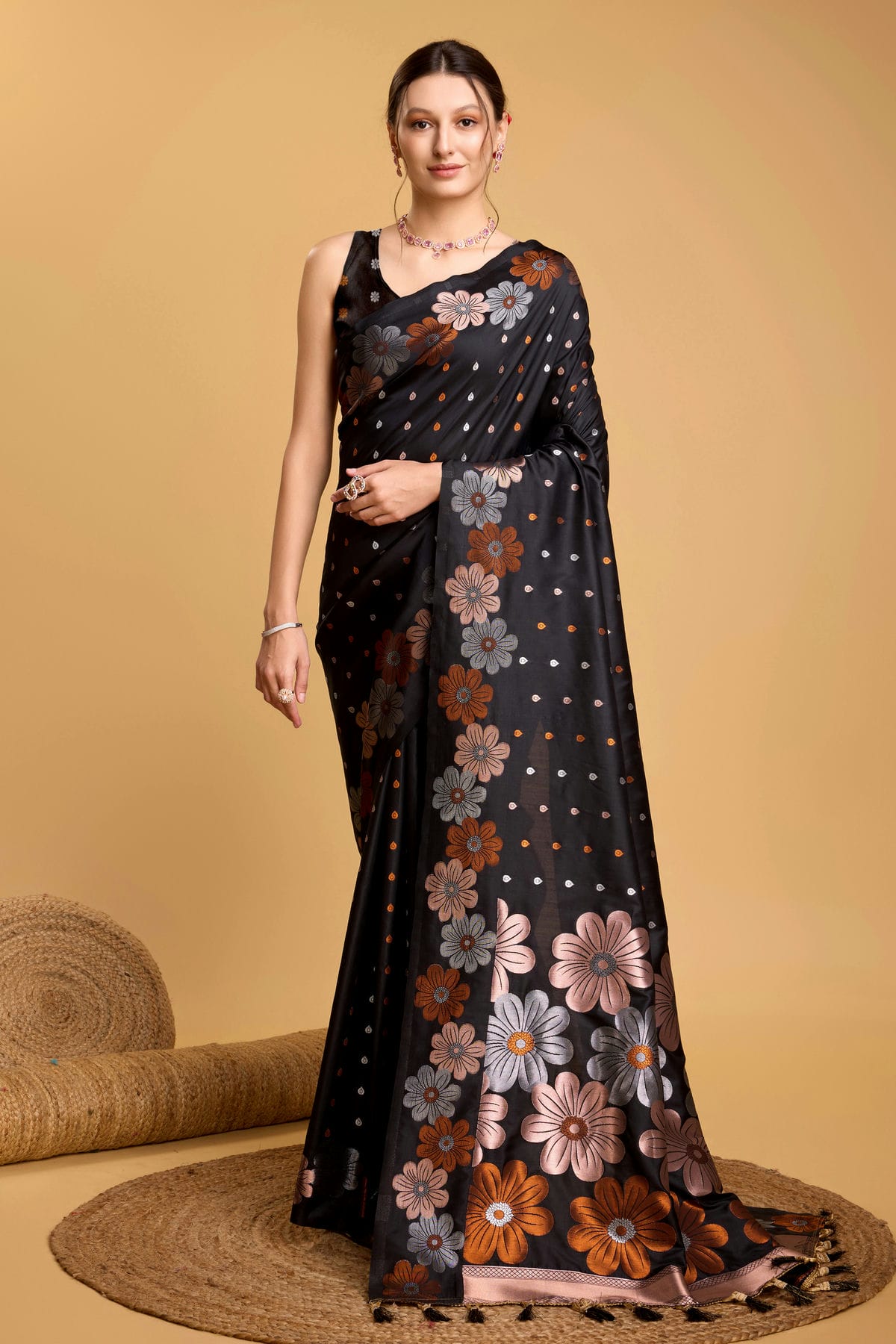 Black Colour Silk Saree