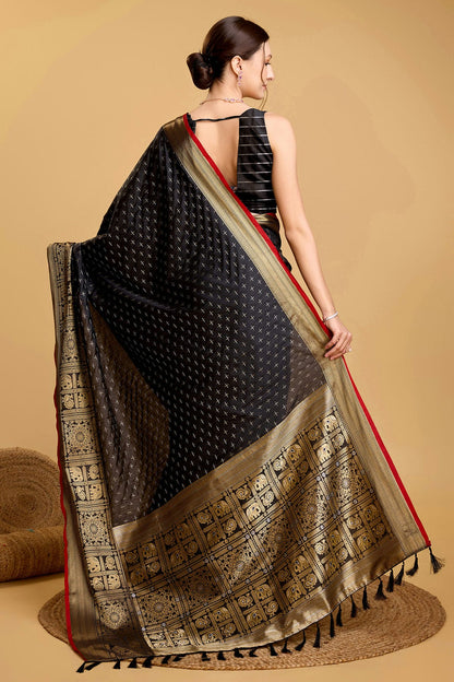 Black Colour Soft Silk Saree