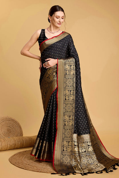 Black Colour Soft Silk Saree