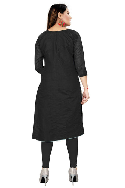 Black Colour Unstitched Chanderi Straight Suit