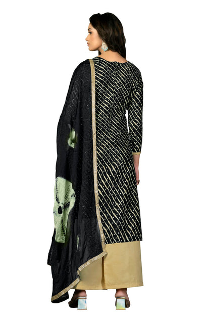 Black Colour Unstitched Jam Cotton Palazzo Pant Suit