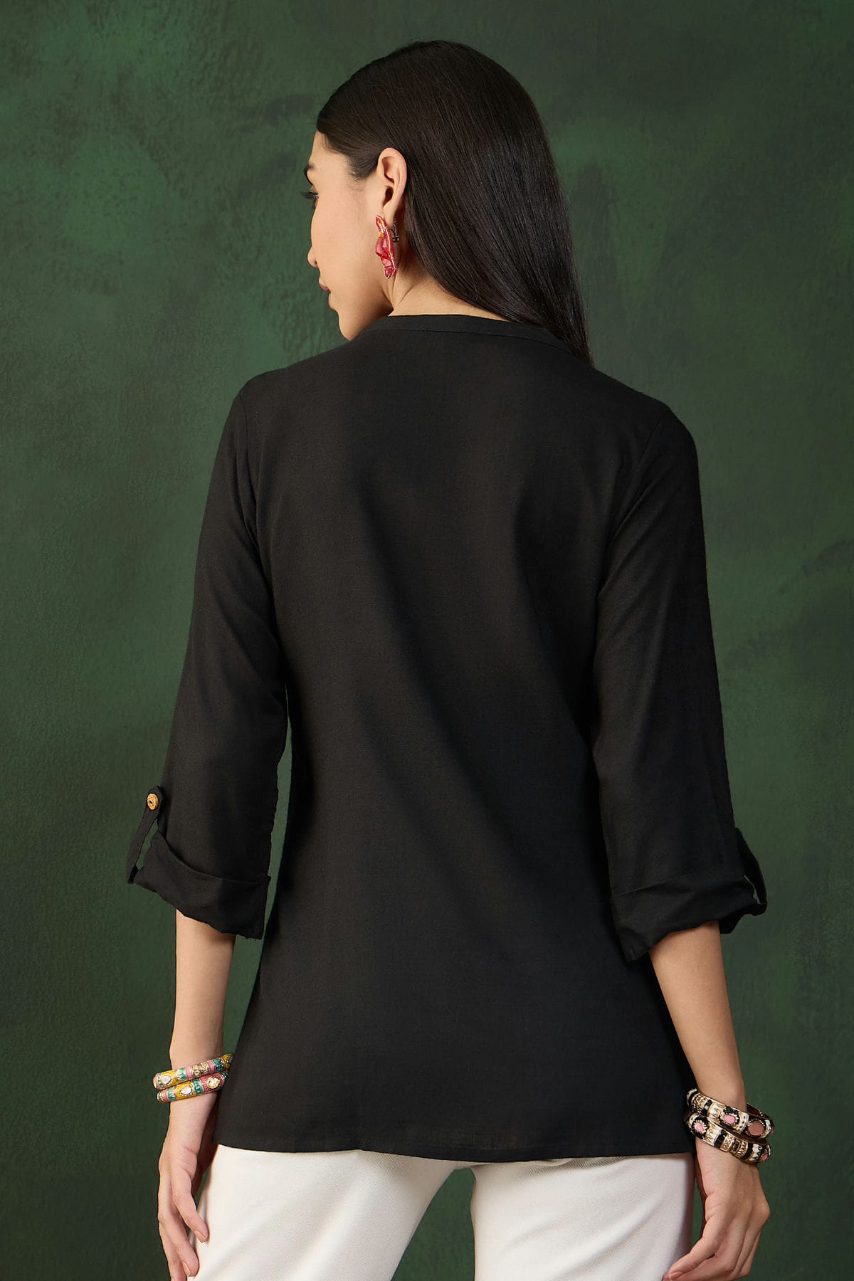 Black Colour Viscose Rayon Readymade Top