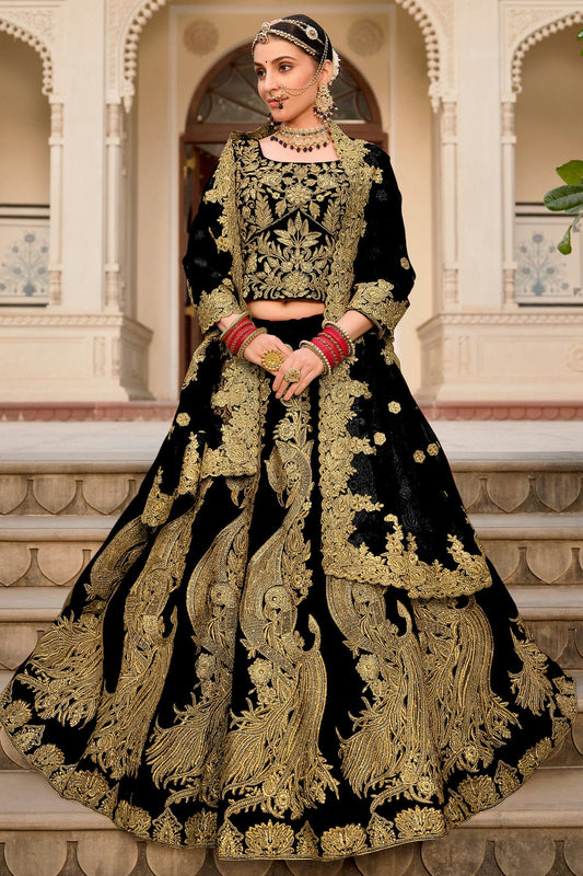 Black Embroidery 9000 Velvet Lehenga Choli