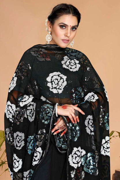 Black Colour Georgette Saree