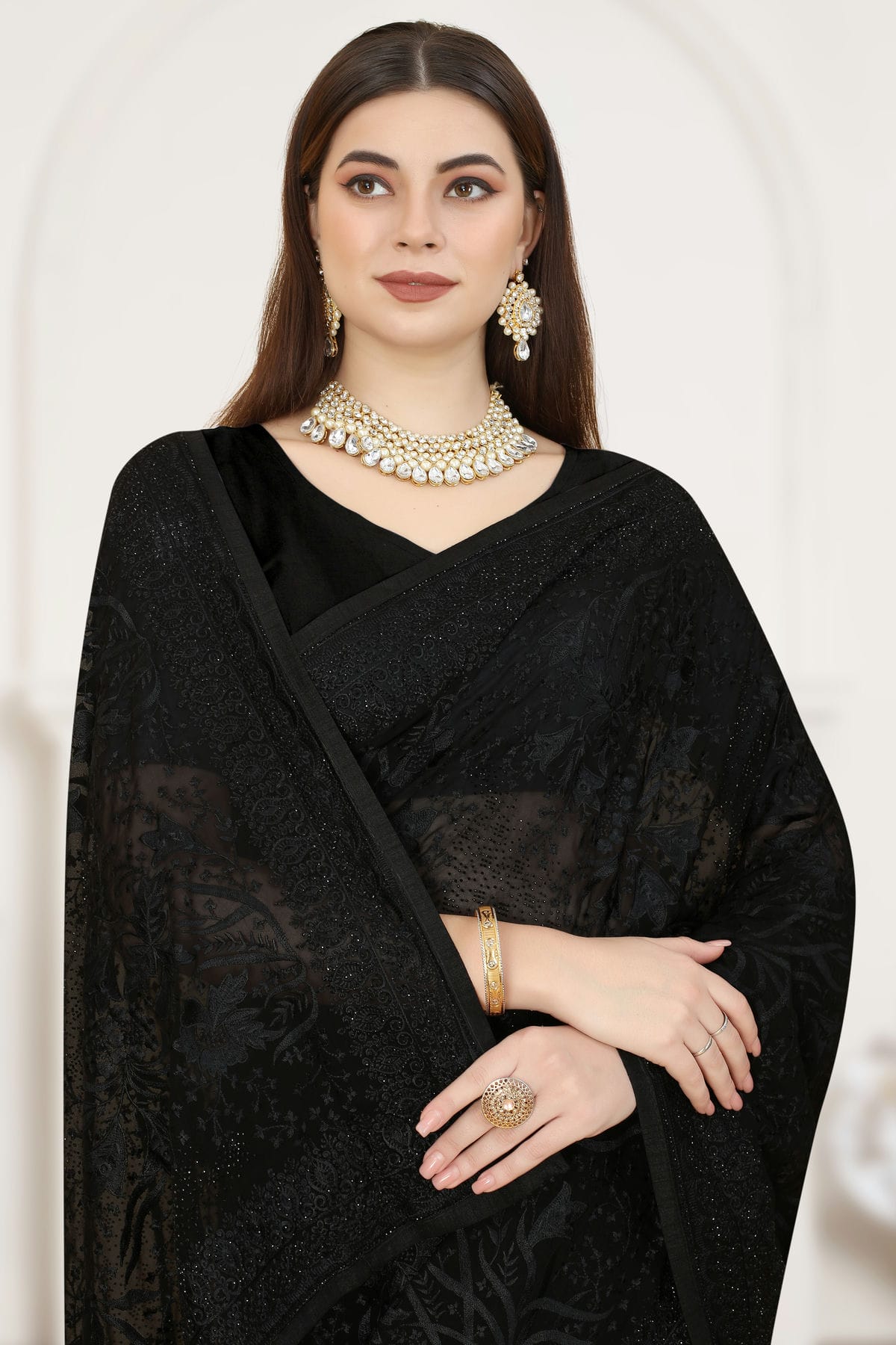 Black Colour Georgette Saree