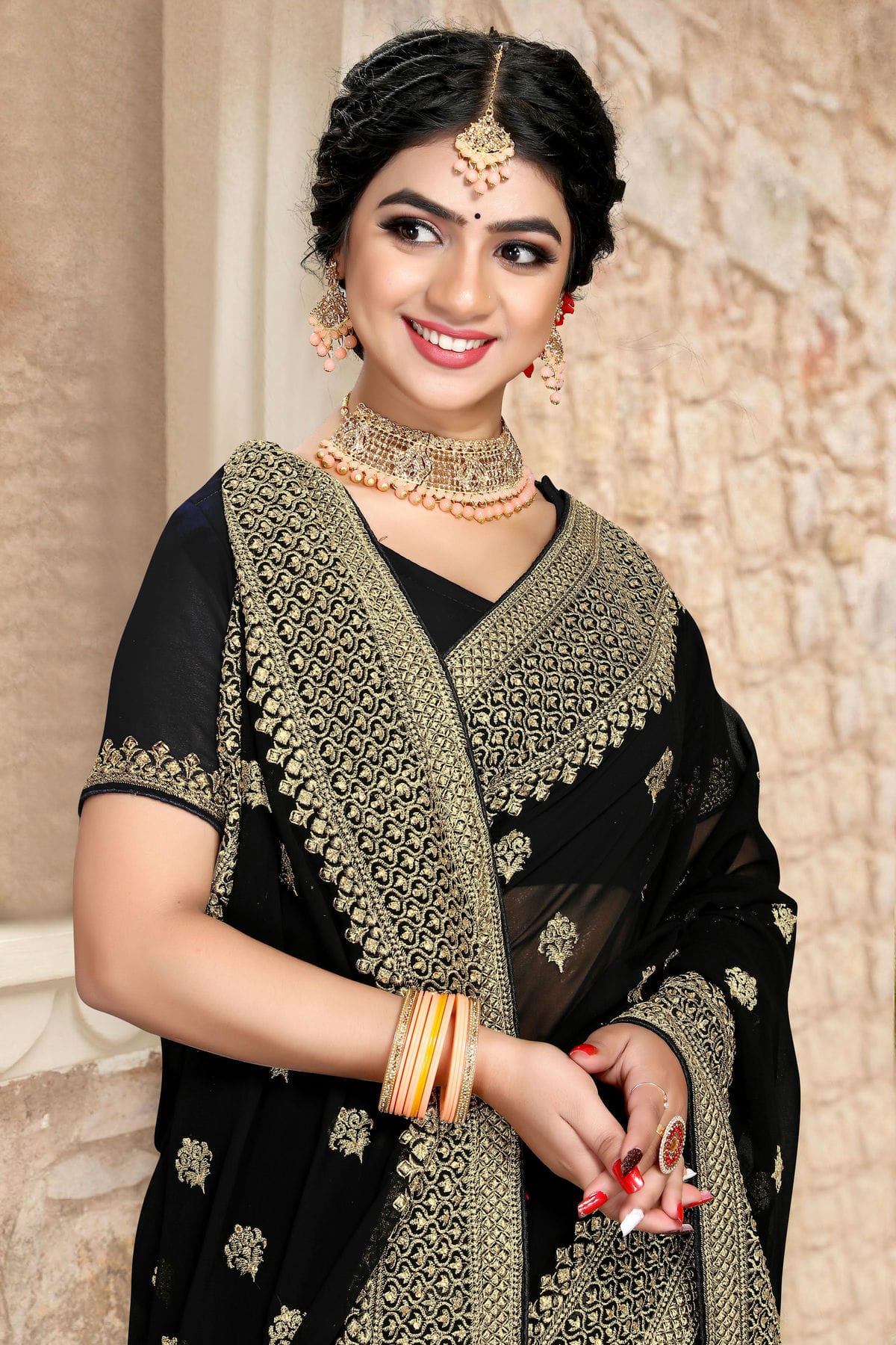 Black Colour Georgette Saree