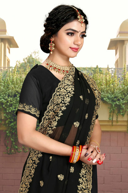 Black Colour Georgette Saree