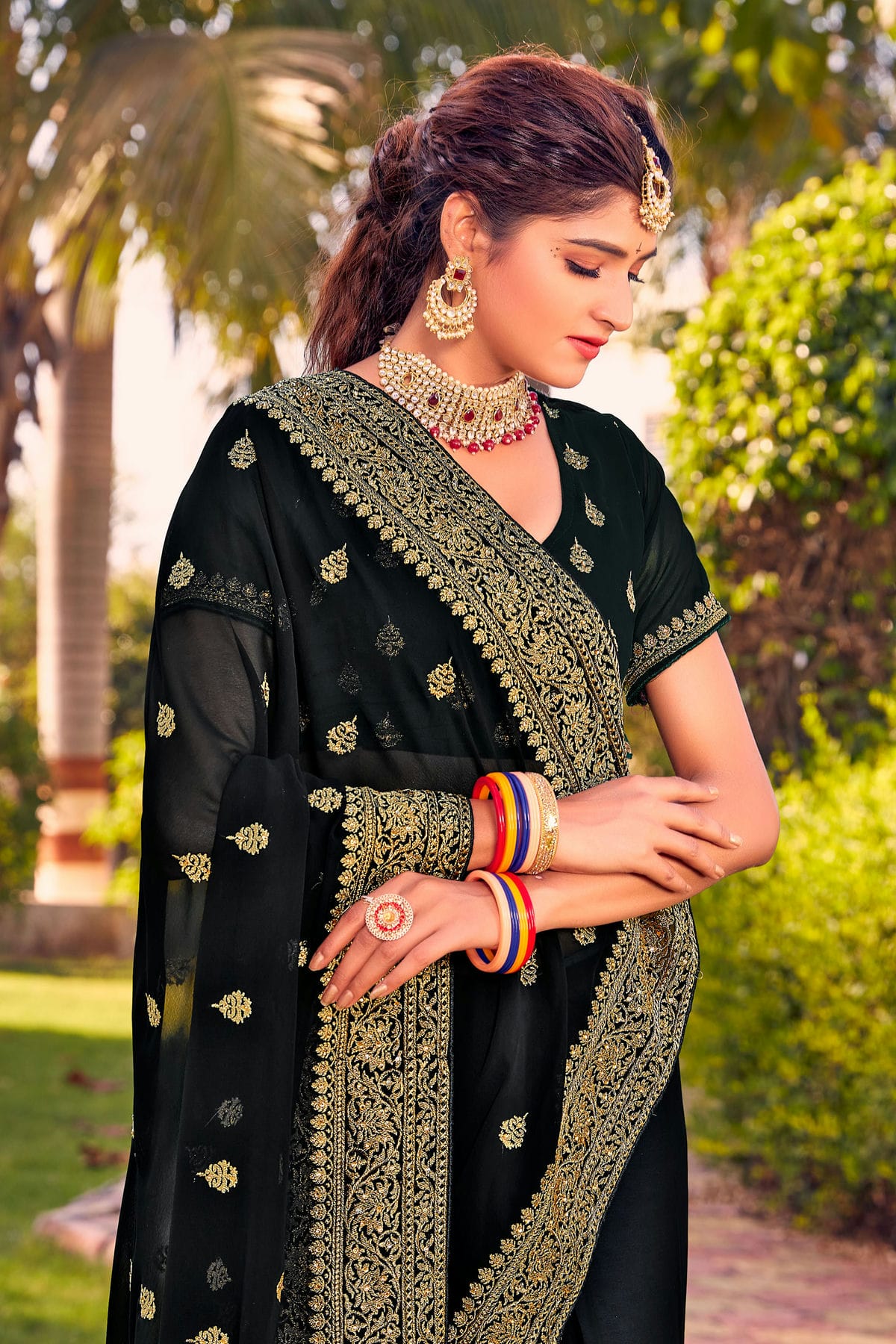 Black Colour Georgette Saree