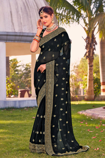 Black Colour Georgette Saree