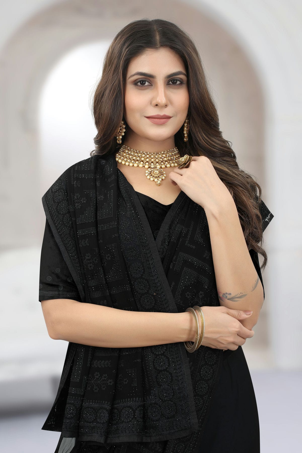 Black Colour Georgette Saree