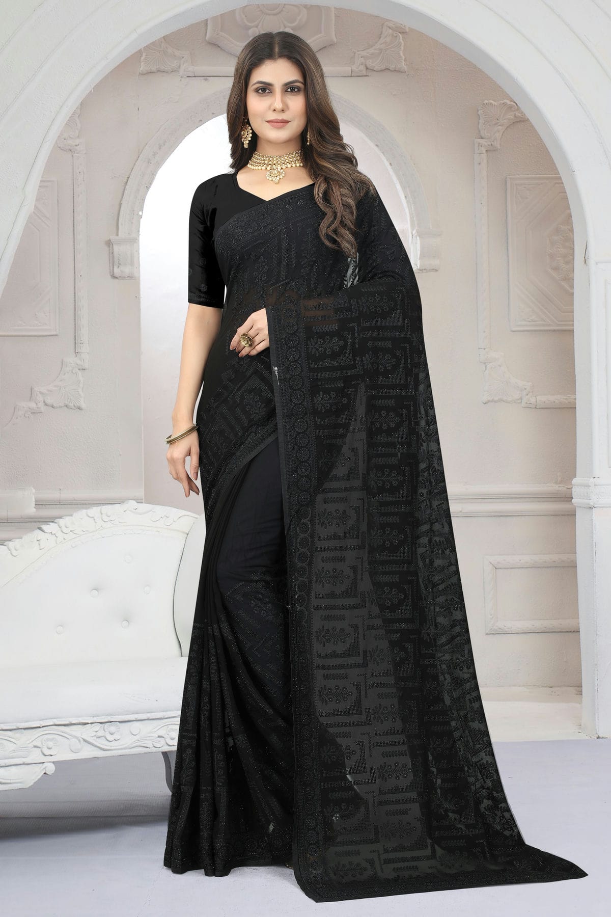 Black Colour Georgette Saree