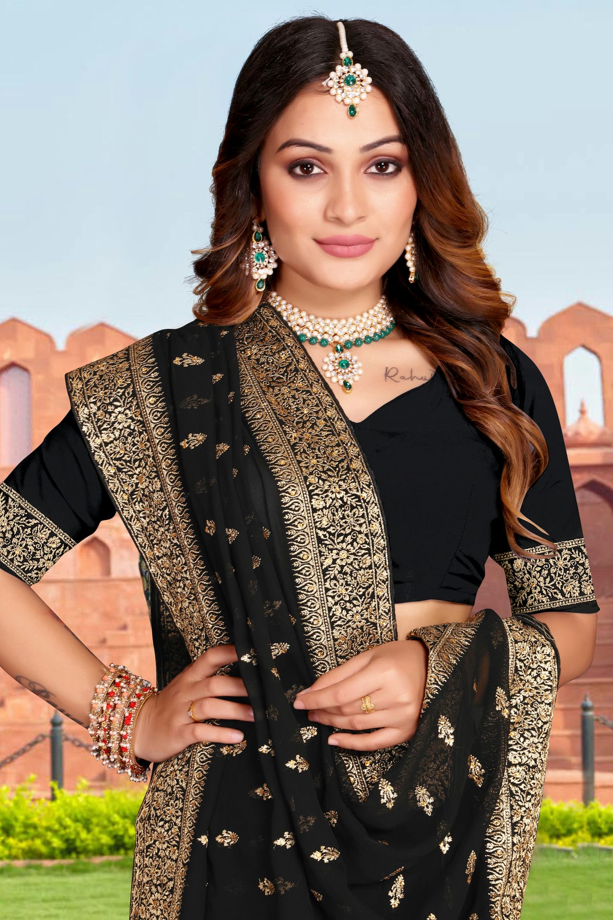 Black Colour Georgette Saree