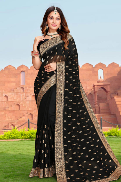 Black Colour Georgette Saree